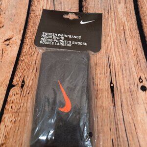 Nike Wristbands Black Double wide with Red Swoosh NWT
